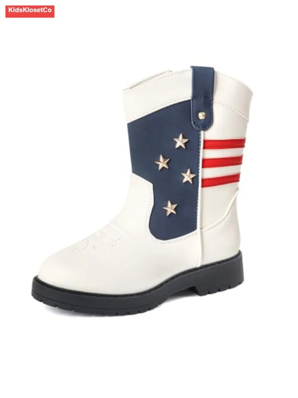 Kids Cowboy Boots, Faux Leather, Square Toe, Wide Calf, ZIP